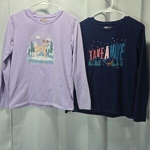 Eddie Bauer‎ Girls Lot Of 2 LS Shirts XL(16) Winter Deer In Snow, Nature Hiking